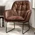 Tufted Armchair with Metal Legs - Brown