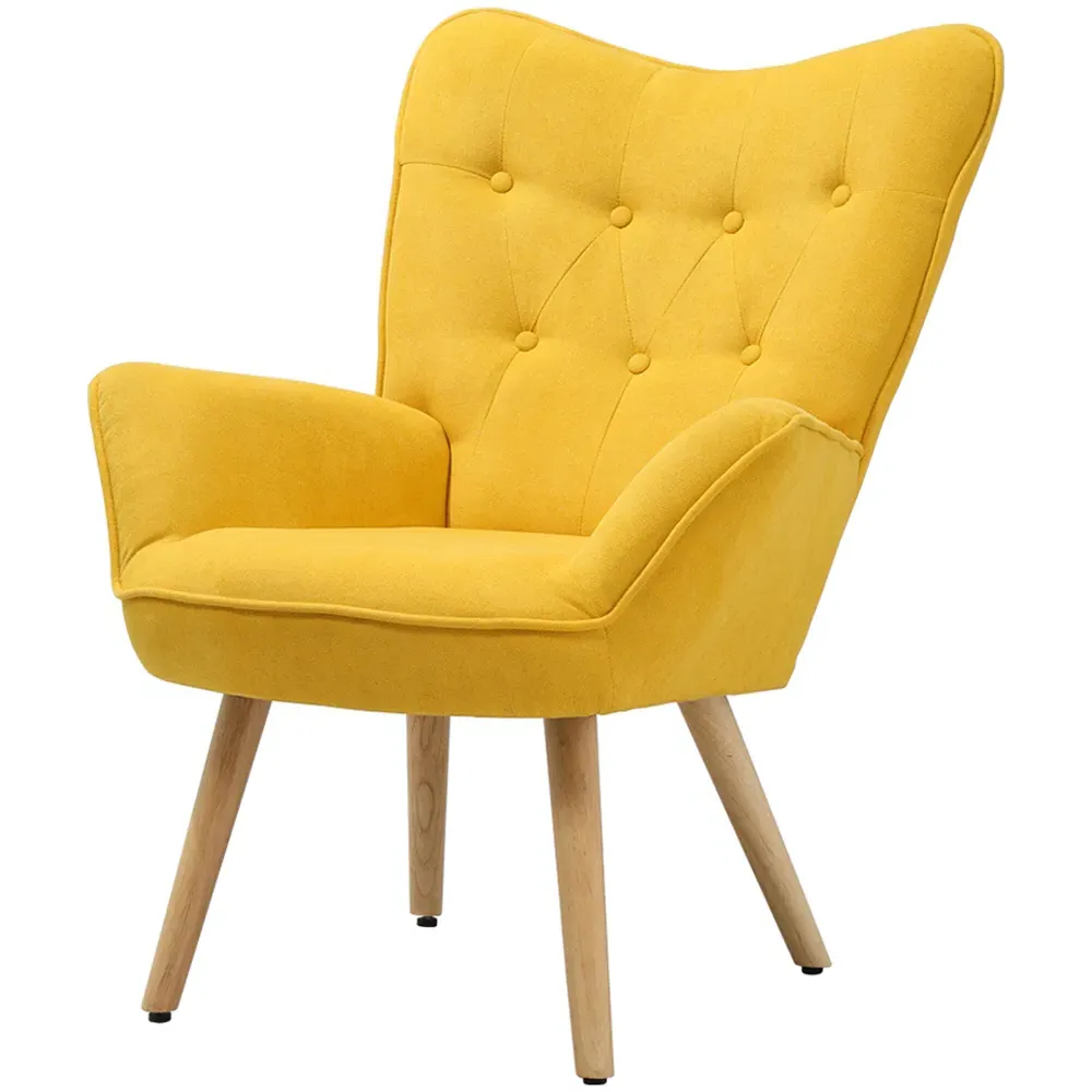 Tufted Button Armchair - Yellow, Linen