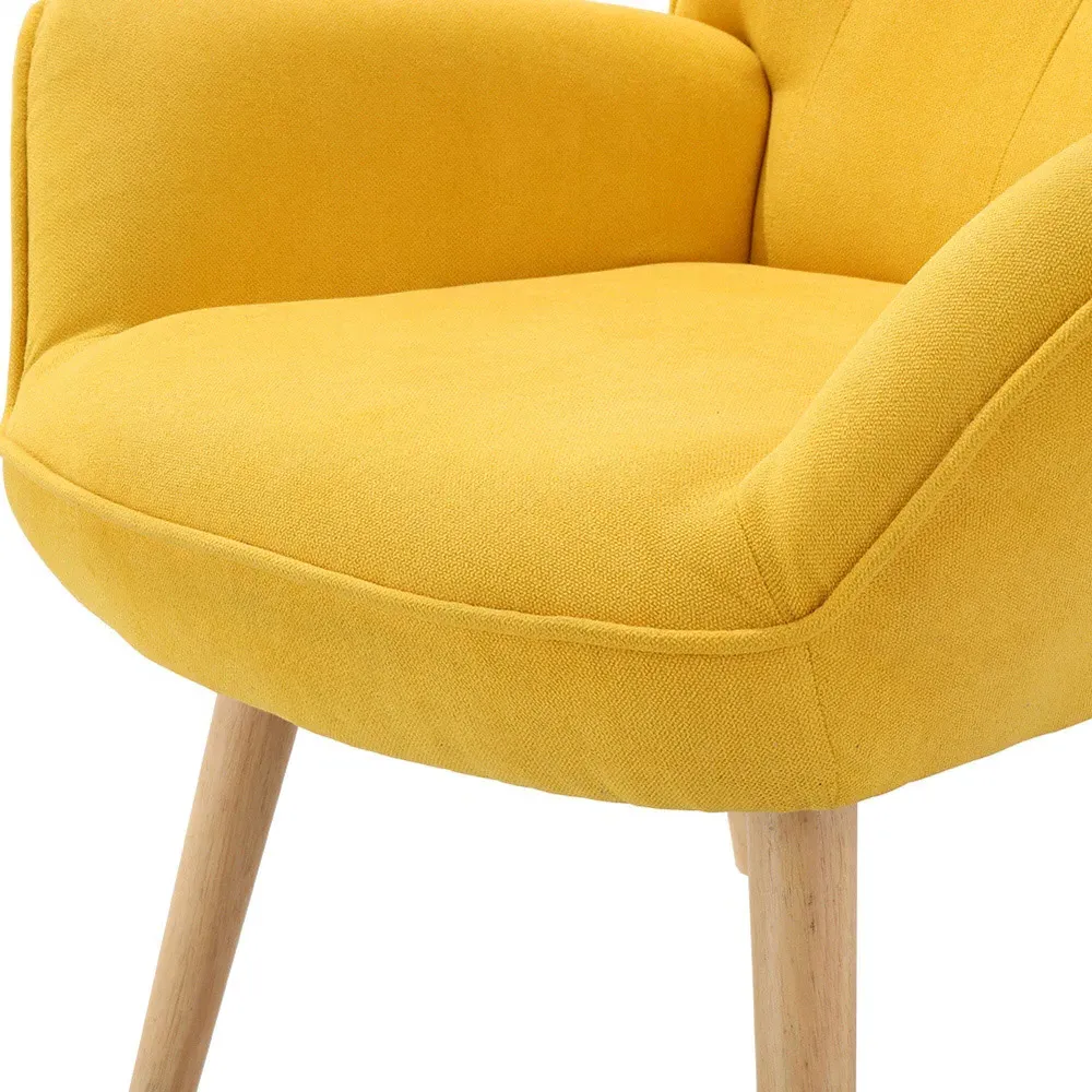Tufted Button Armchair - Yellow, Linen