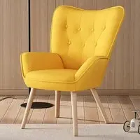 Tufted Button Armchair - Yellow, Linen
