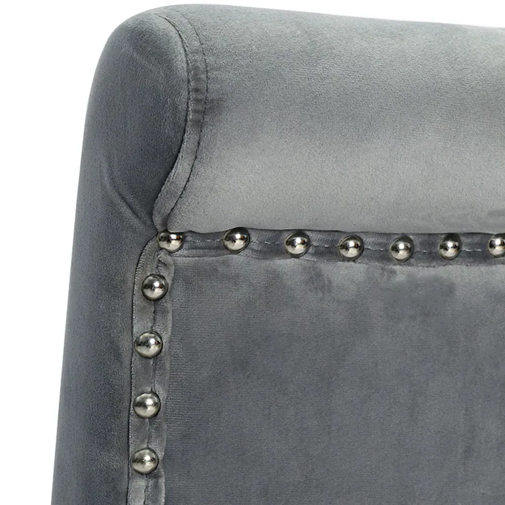 Tufted Dining Chair with Nailhead Trim - Light Grey, Velvet