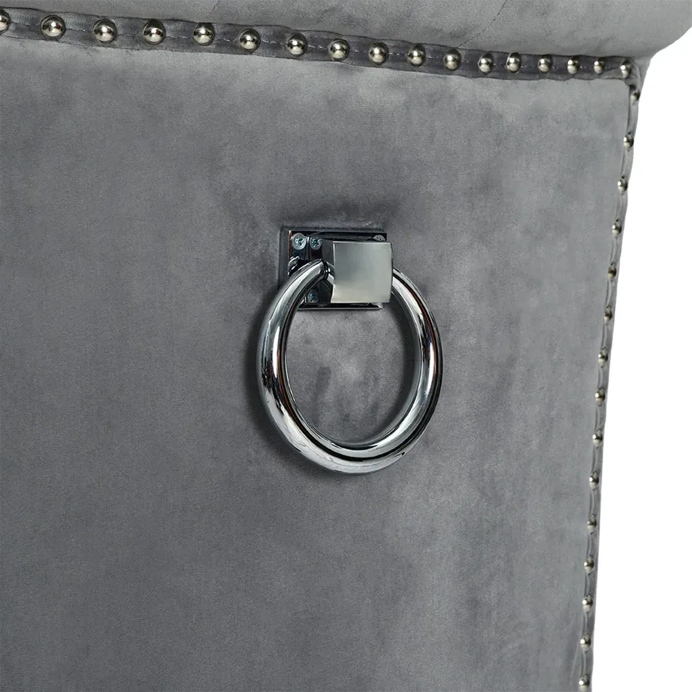 Tufted Dining Chair with Nailhead Trim - Light Grey, Velvet