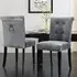 Tufted Dining Chair with Nailhead Trim - Light Grey, Velvet