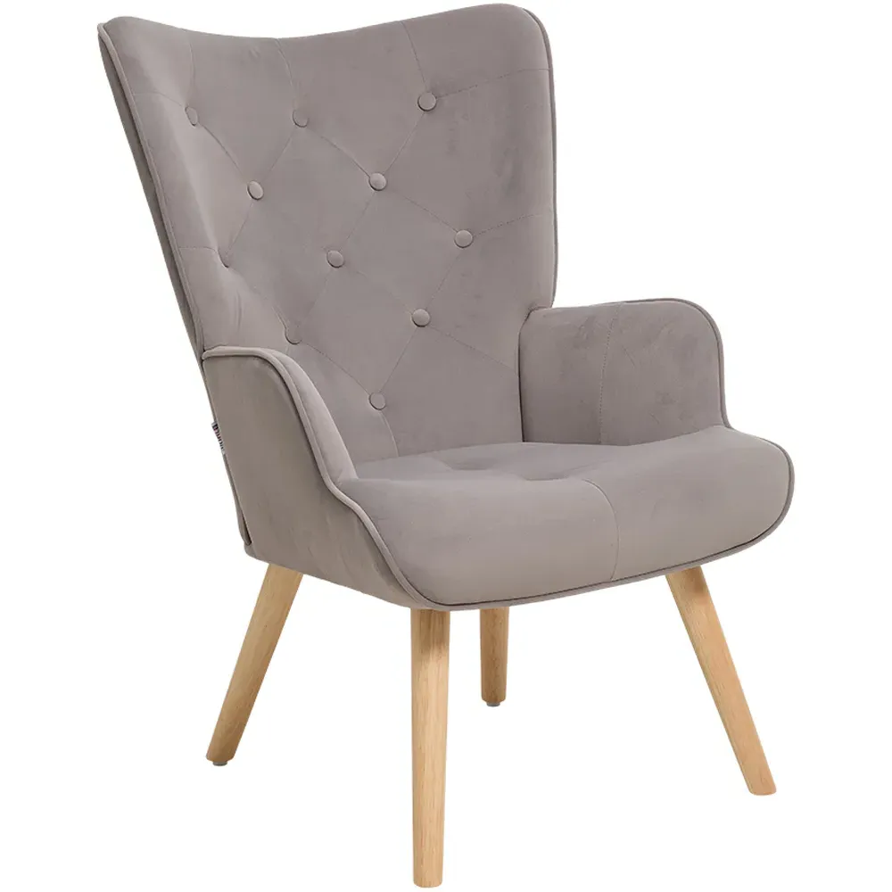 Tufted Lounge Chair - Grey, Flannel