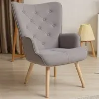 Tufted Lounge Chair - Grey, Flannel