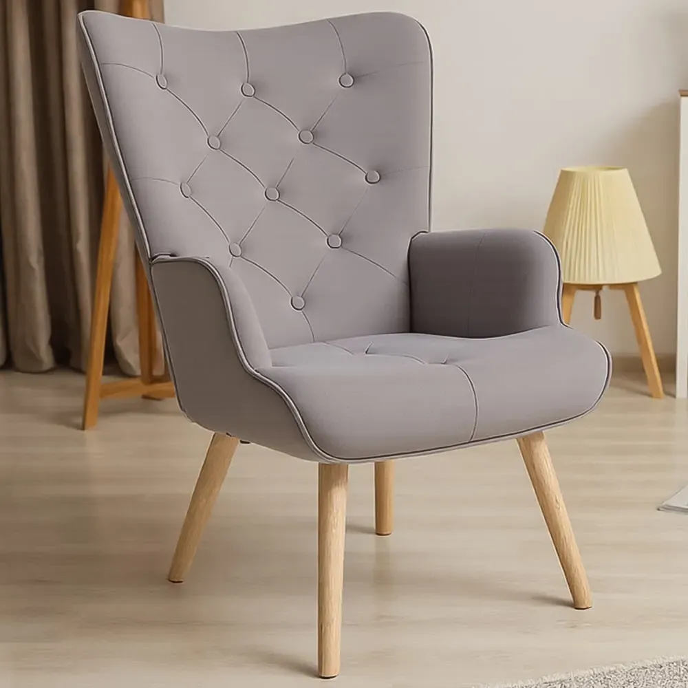 Tufted Lounge Chair - Grey, Flannel image