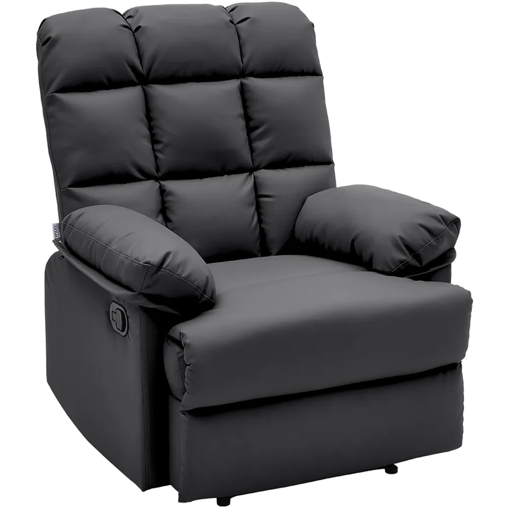 Tufted Recliner with Control Switch - Black, Faux Leather