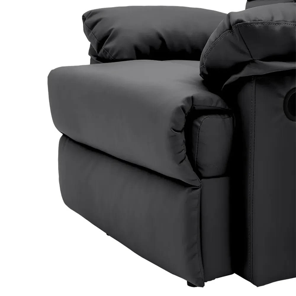 Tufted Recliner with Control Switch - Black, Faux Leather