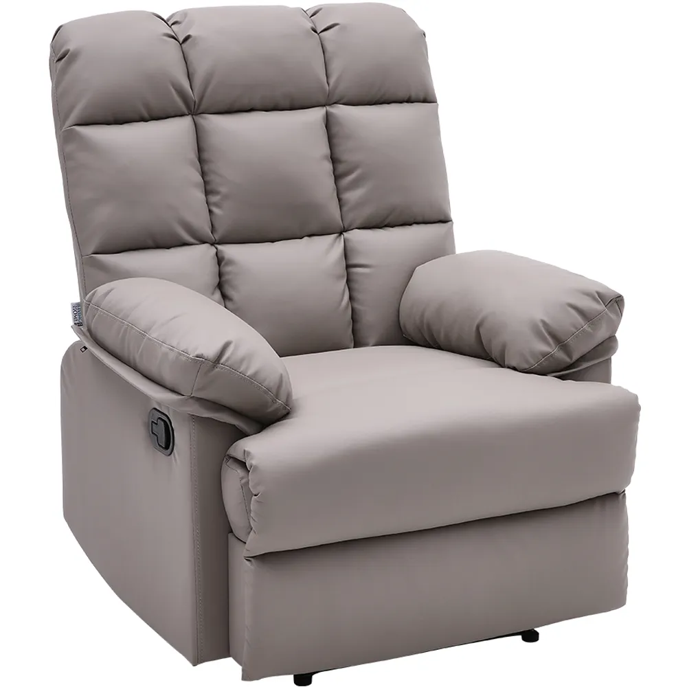 Tufted Recliner with Control Switch - Khaki, Faux Leather