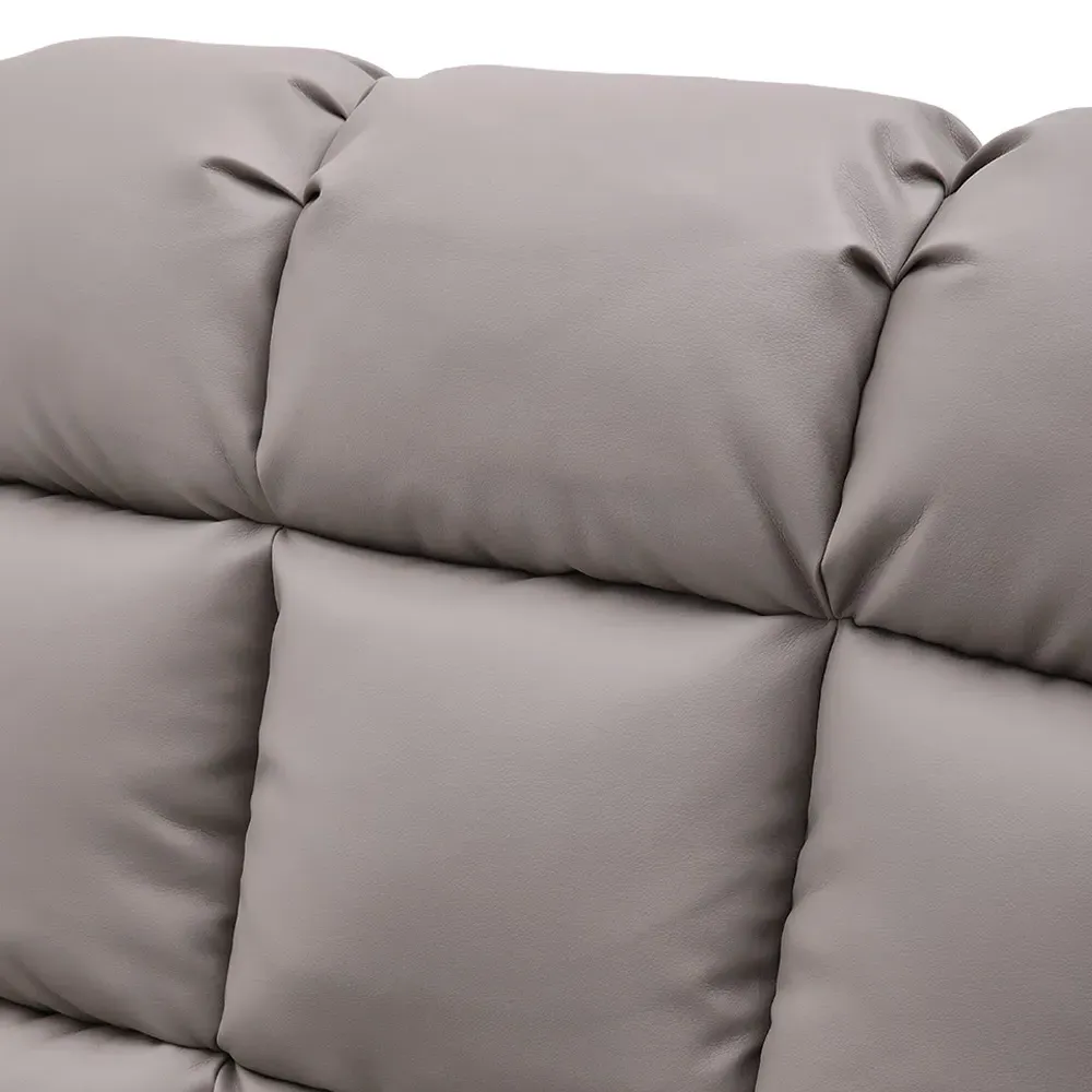 Tufted Recliner with Control Switch - Khaki, Faux Leather