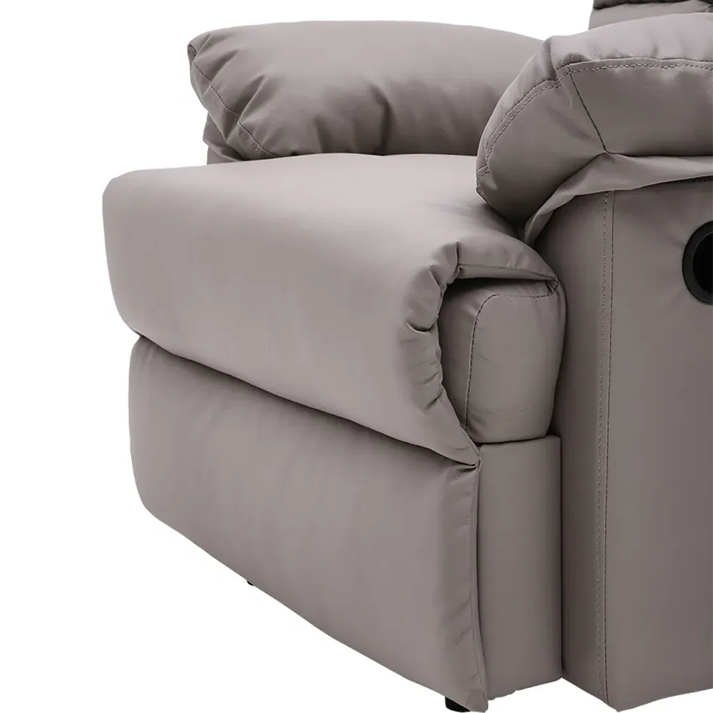 Tufted Recliner with Control Switch - Khaki, Faux Leather