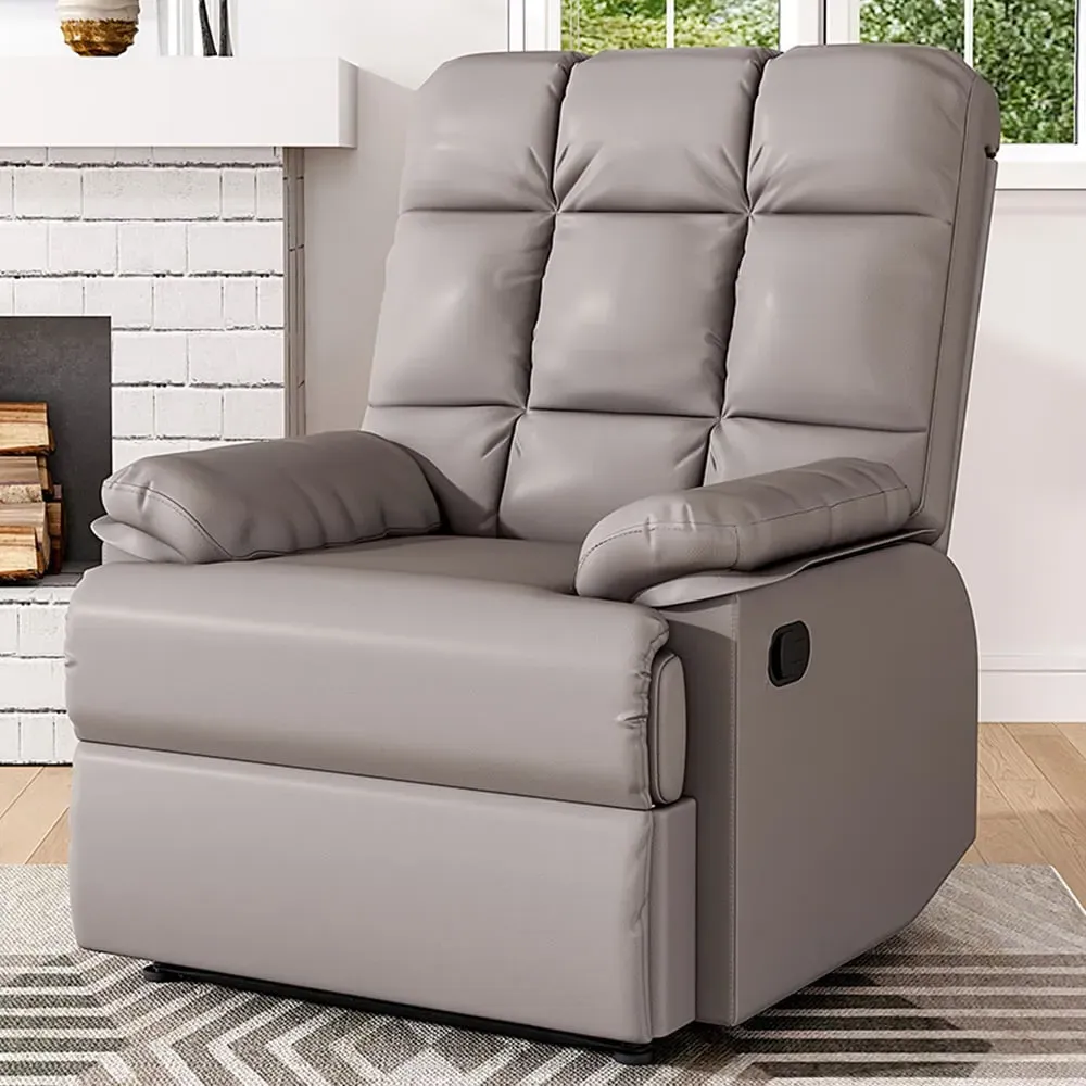 Tufted Recliner with Control Switch - Khaki, Faux Leather