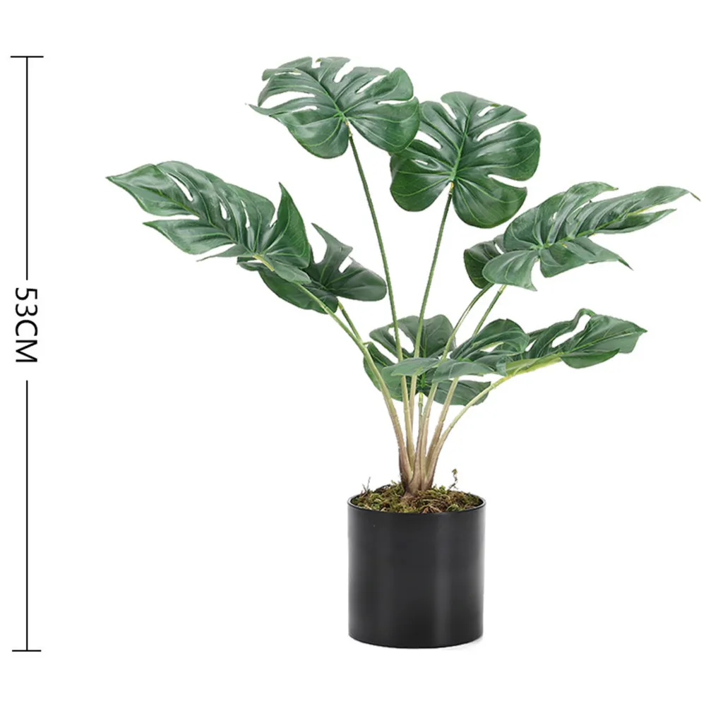 Turtle Back Leaf Potted Artificial Plant - Black