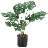 Turtle Back Leaf Potted Artificial Plant - Black