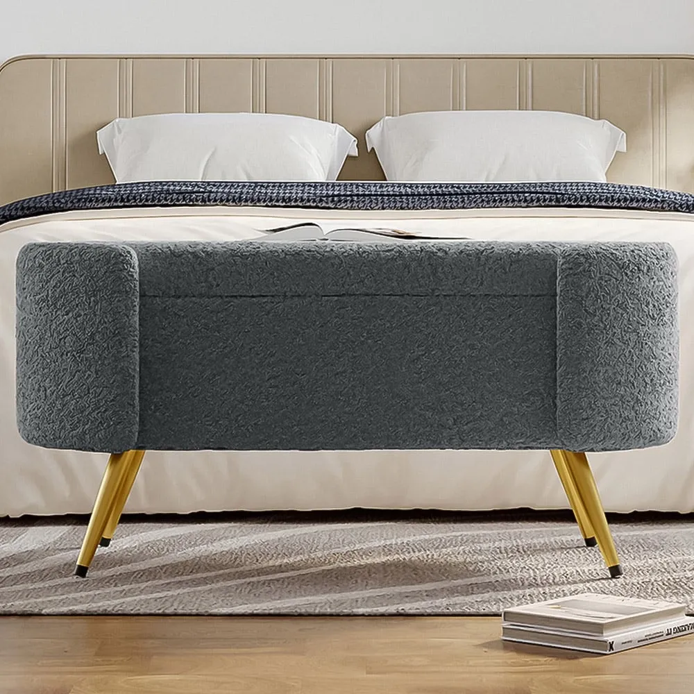 Upholstered Accent Bench - Grey, Sherpa image