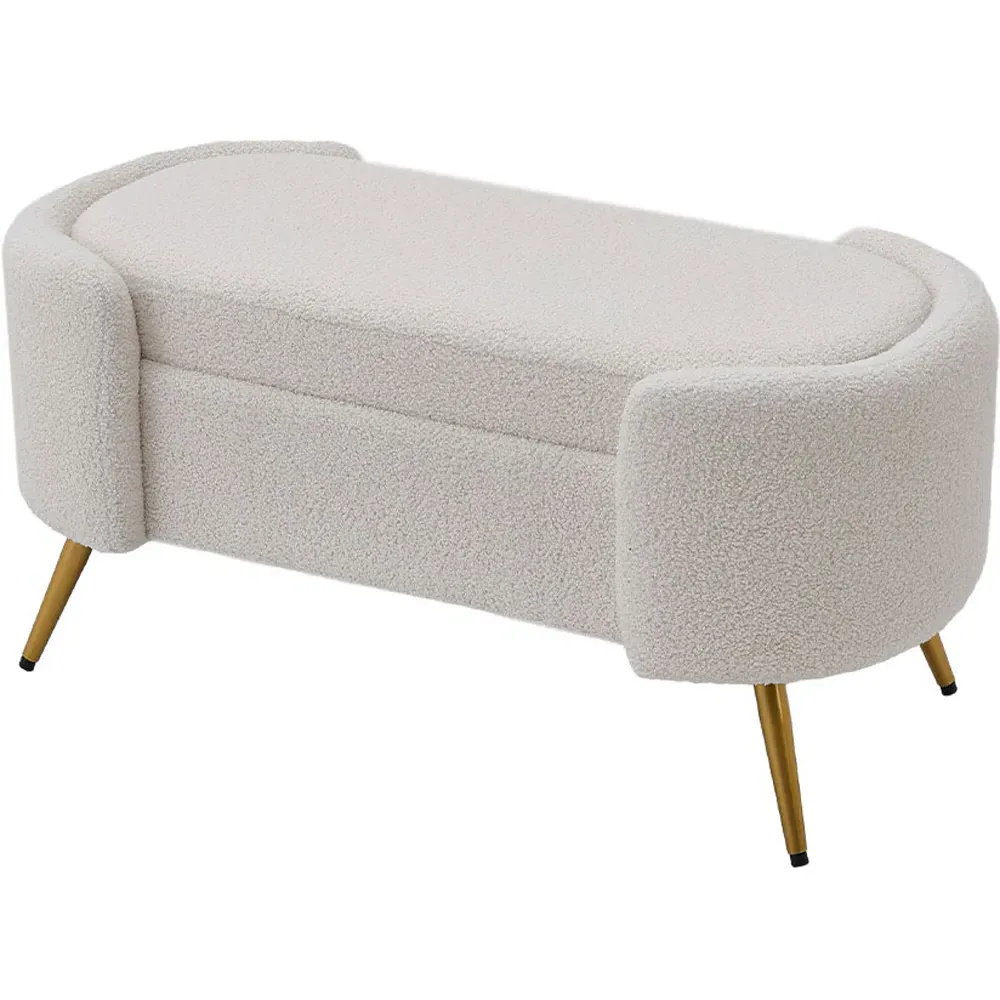 Upholstered Accent Bench - White, Sherpa