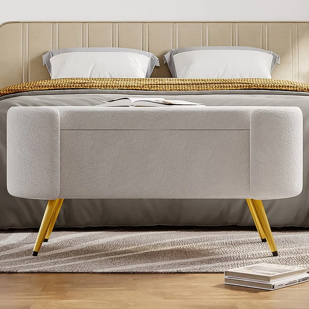 Upholstered Accent Bench - White, Sherpa