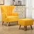 Upholstered Armchair with Footstool - Yellow, Faux Wool
