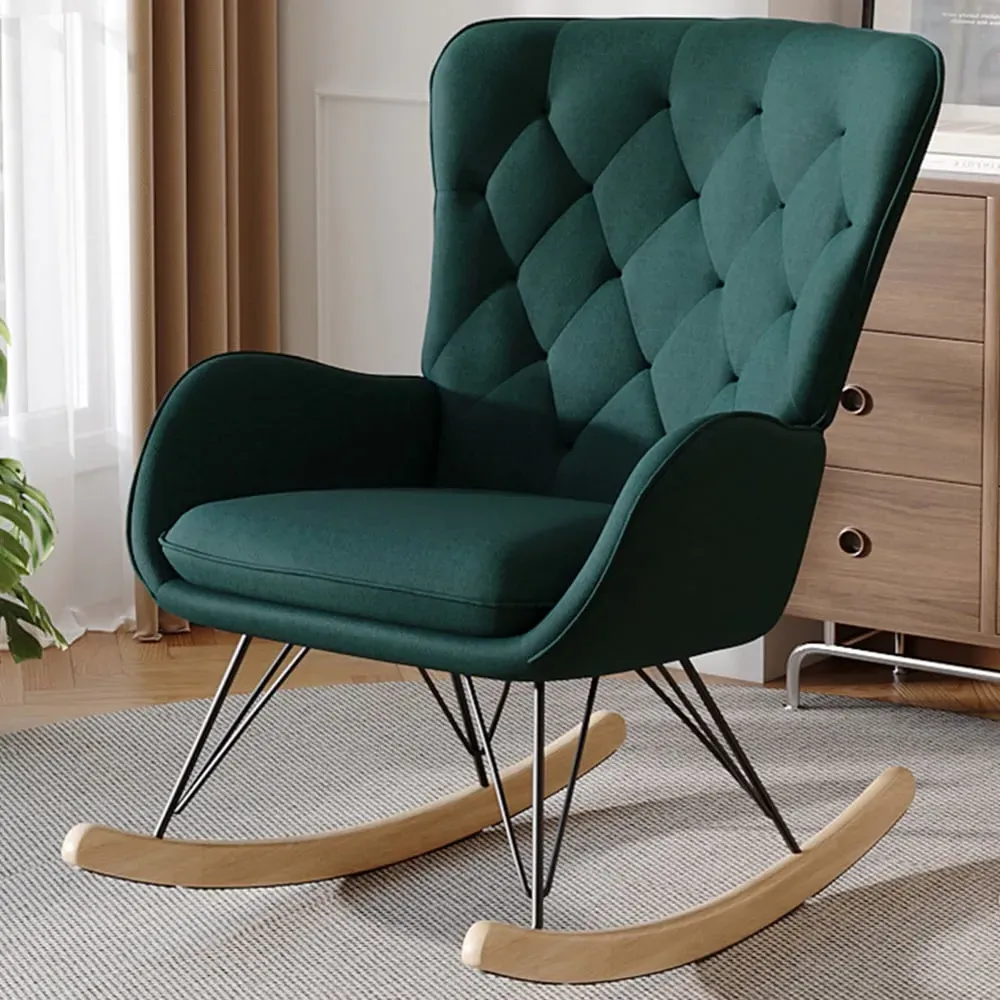 Upholstered Rocking Chair - Green, Faux Wool