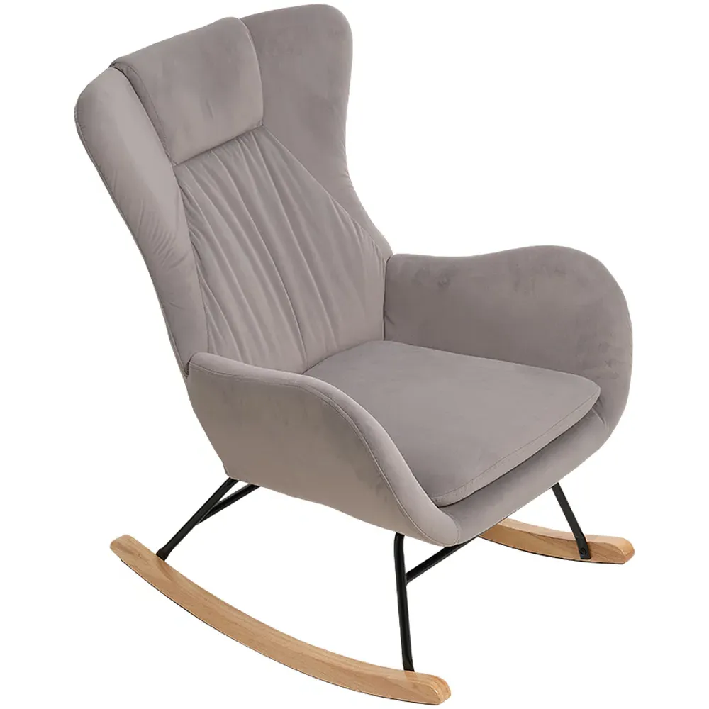 Upholstered Rocking Chair - Grey, Velvet