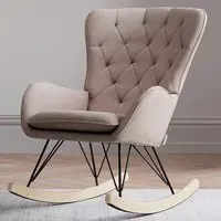 Upholstered Rocking Chair - Light Grey, Faux Wool