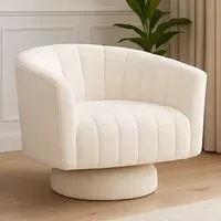 Upholstered Swivel Accent Chair - White
