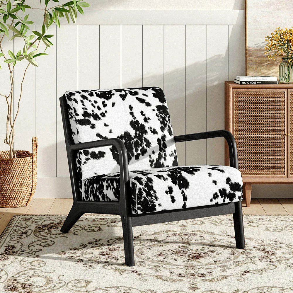 Upholstered Swivel Armchair - Black, White