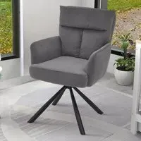 Upholstered Swivel Armchair - Dark Grey