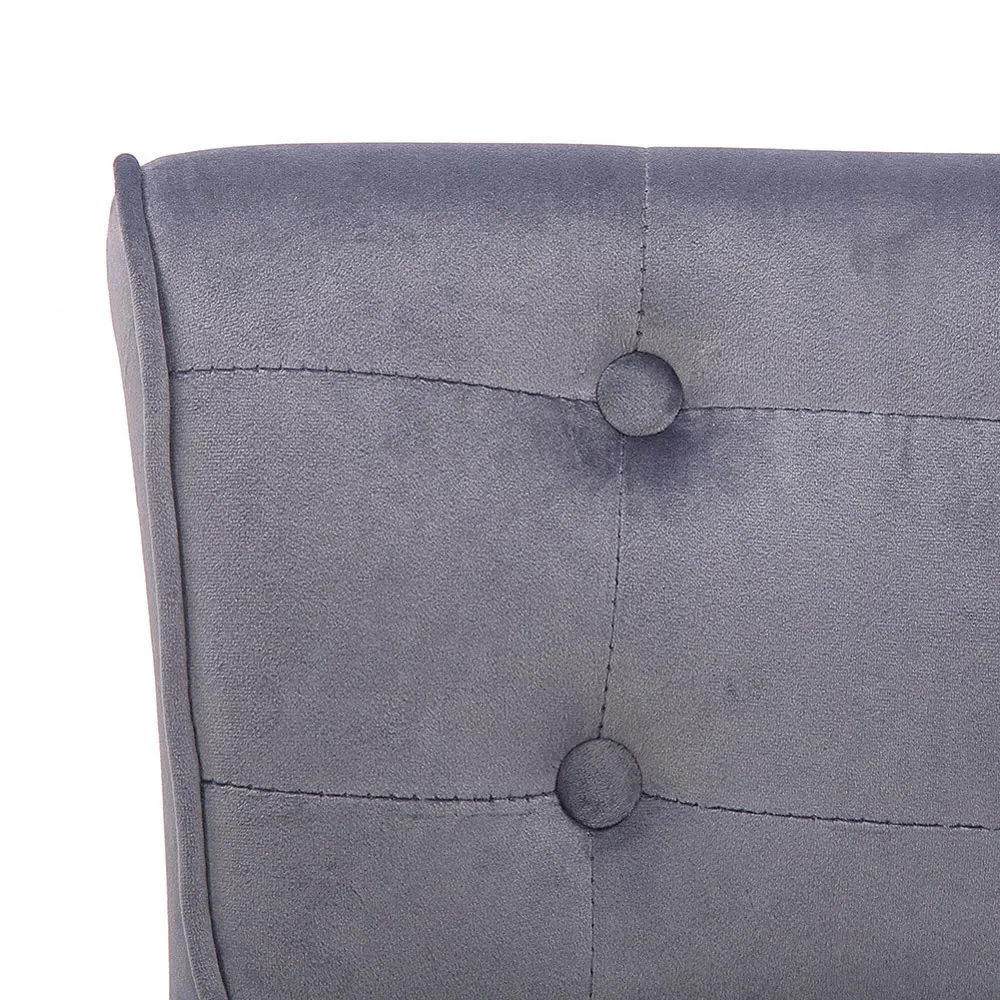 Vanity Stool with Backrest - Grey, Velvet