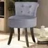 Vanity Stool with Backrest - Grey, Velvet