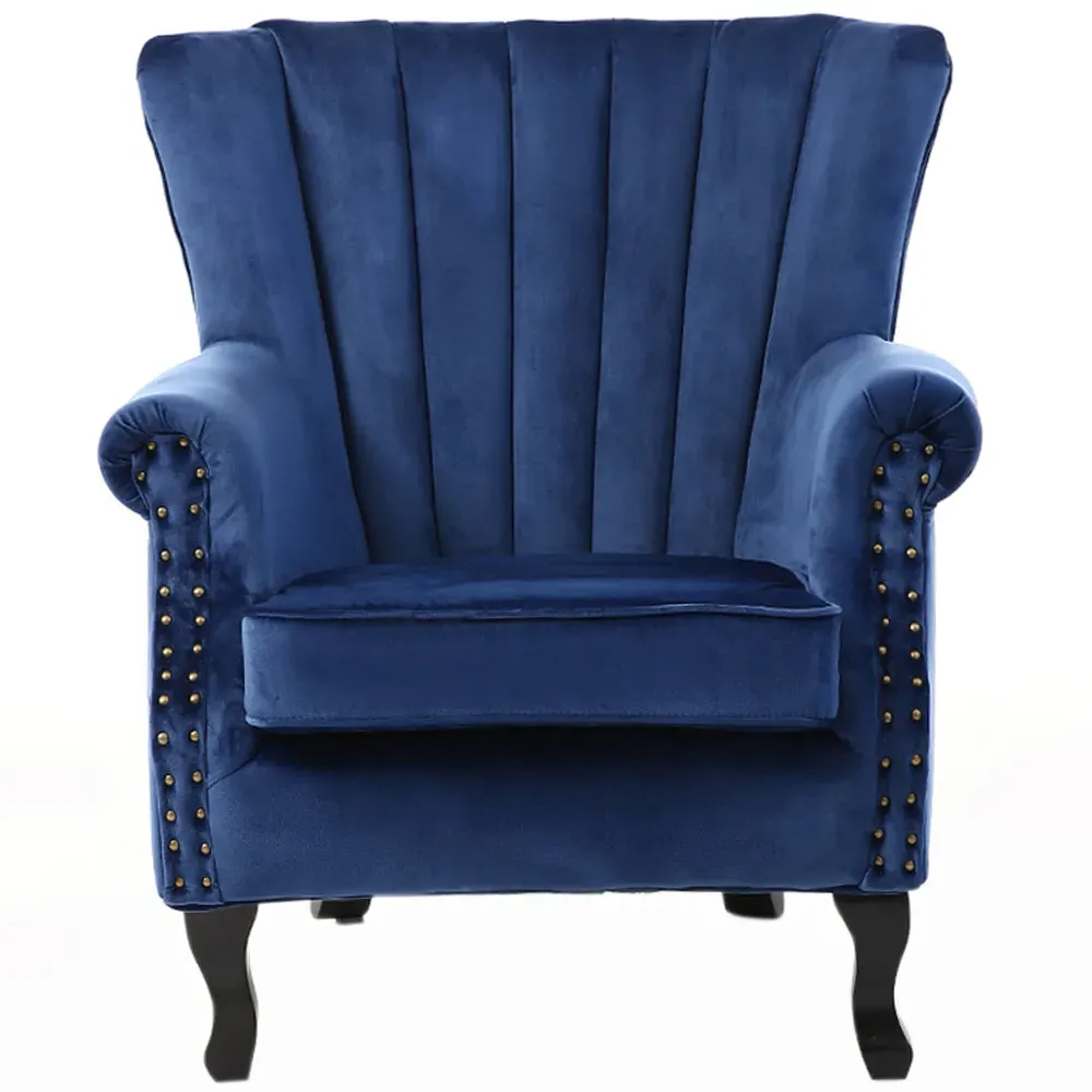 Velvet Accent Armchair - Blue