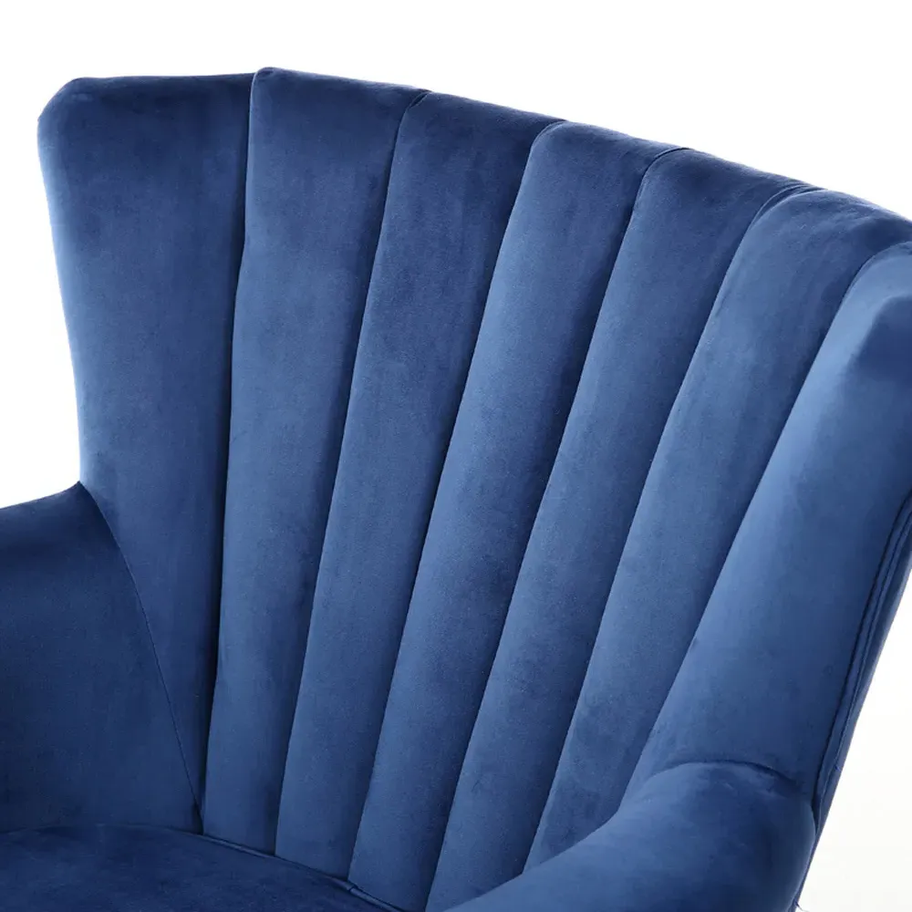 Velvet Accent Armchair - Blue