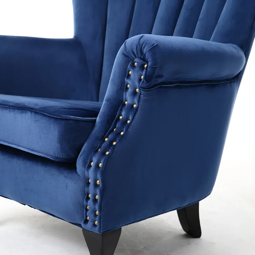 Velvet Accent Armchair - Blue