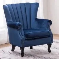 Velvet Accent Armchair - Blue