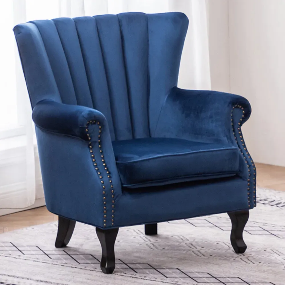 Velvet Accent Armchair - Blue image