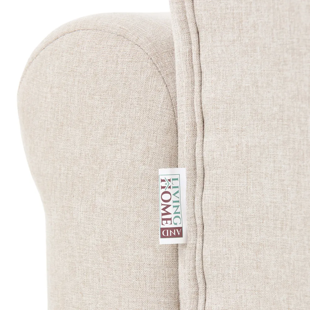 Velvet and Linen Upholstered Armchair - Beige