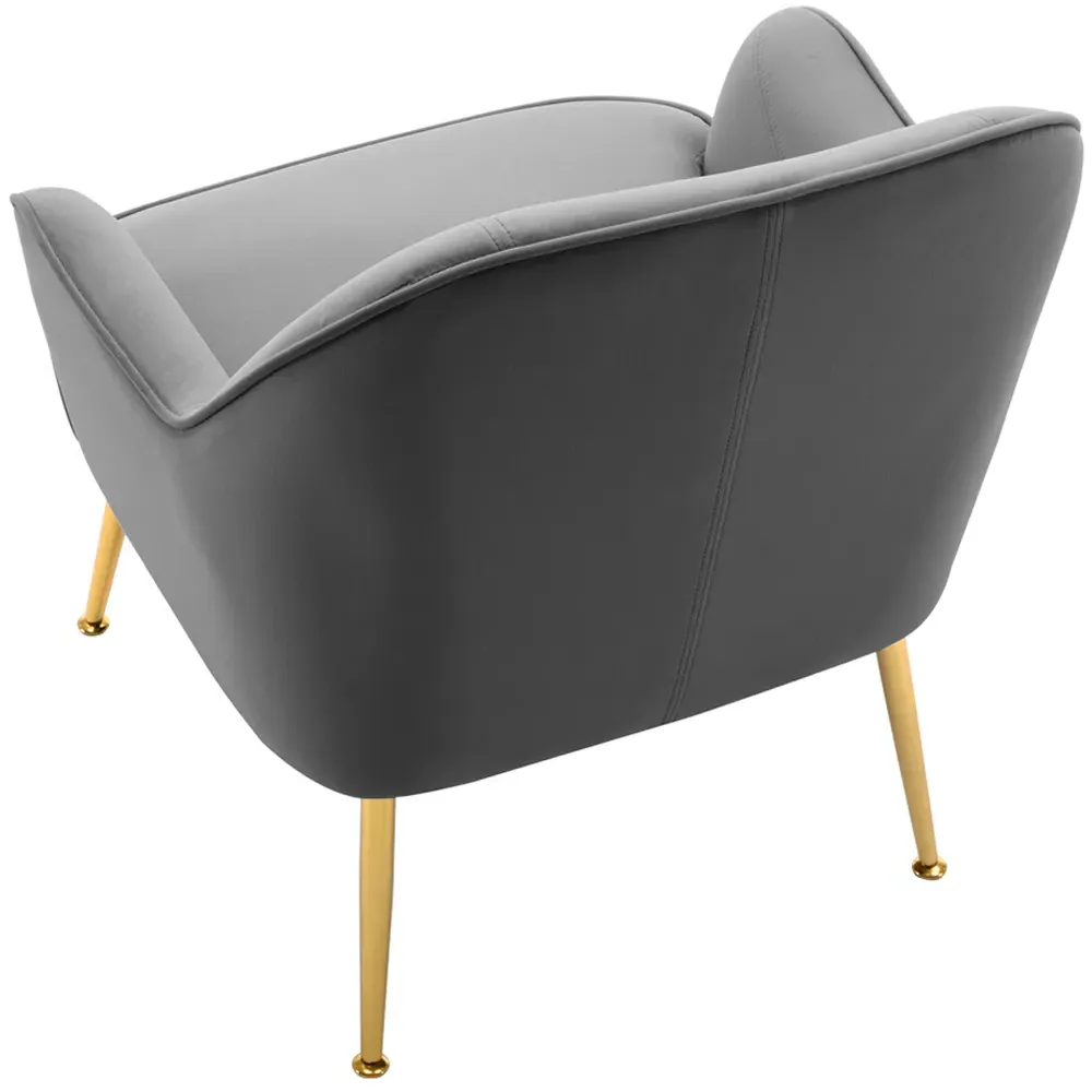 Velvet Upholstered Armchair - Grey