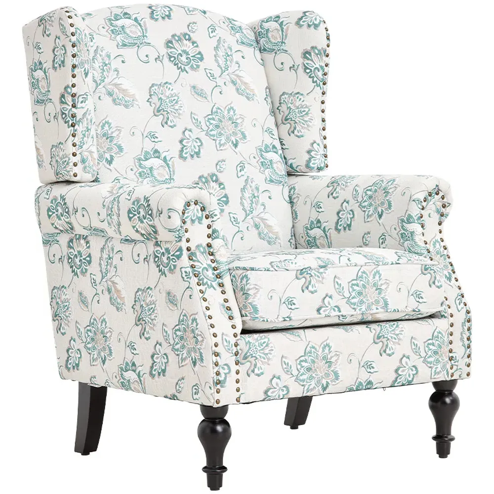 Vintage Upholstered Armchair - Cream, Velvet