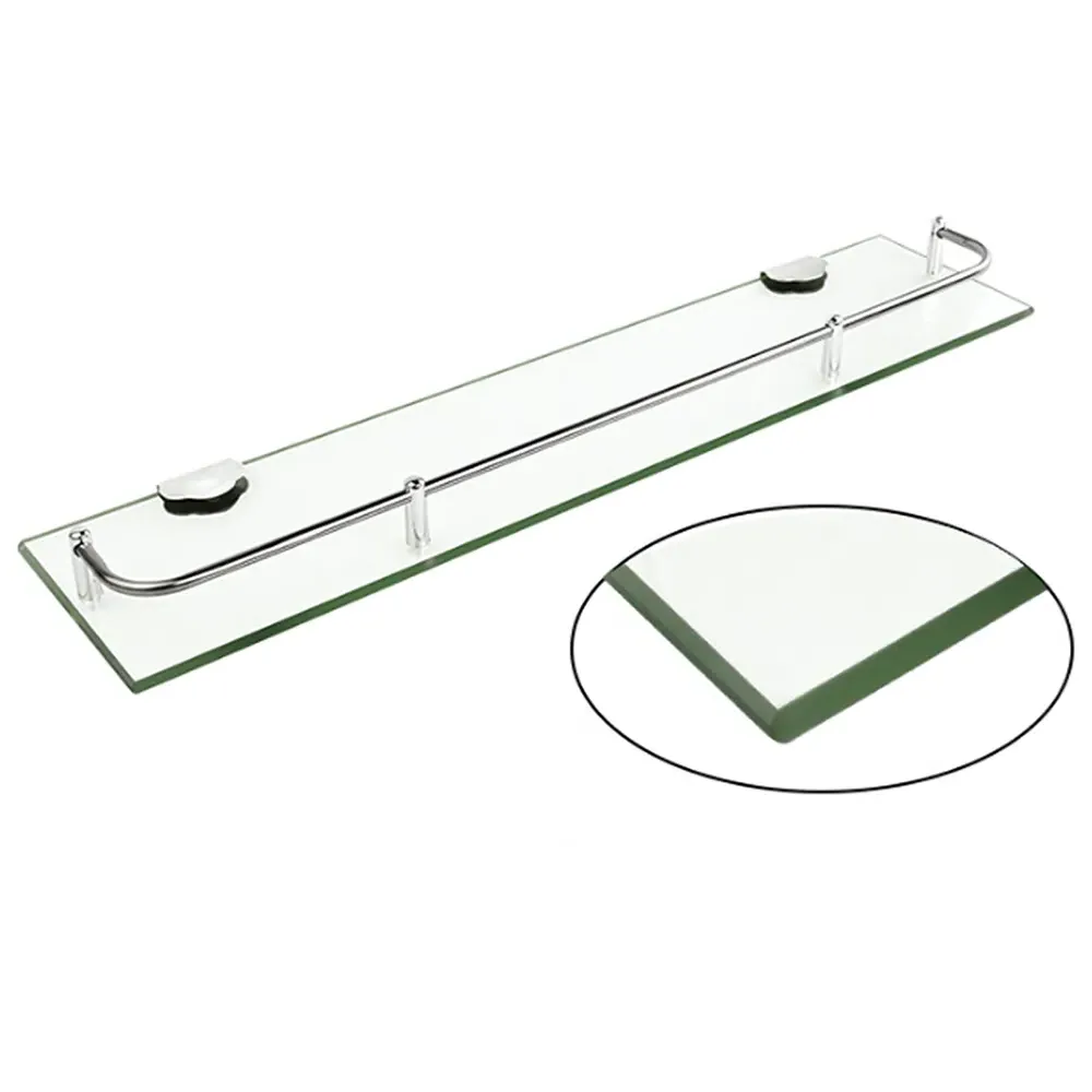 Wall Mounted Bathroom Shelf - Silver, Glass