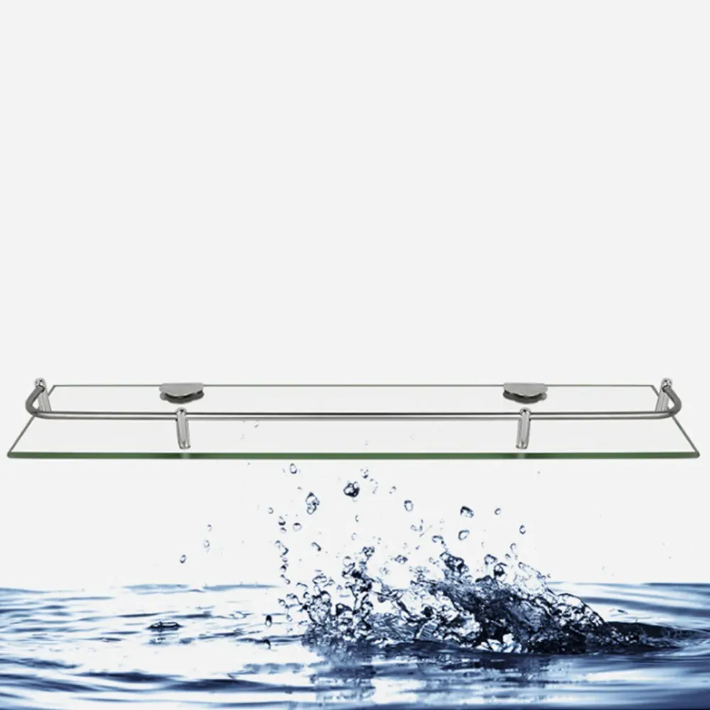 Wall Mounted Bathroom Shelf - Silver, Glass
