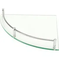 Wall Mounted Corner Shelf with Rail - Silver
