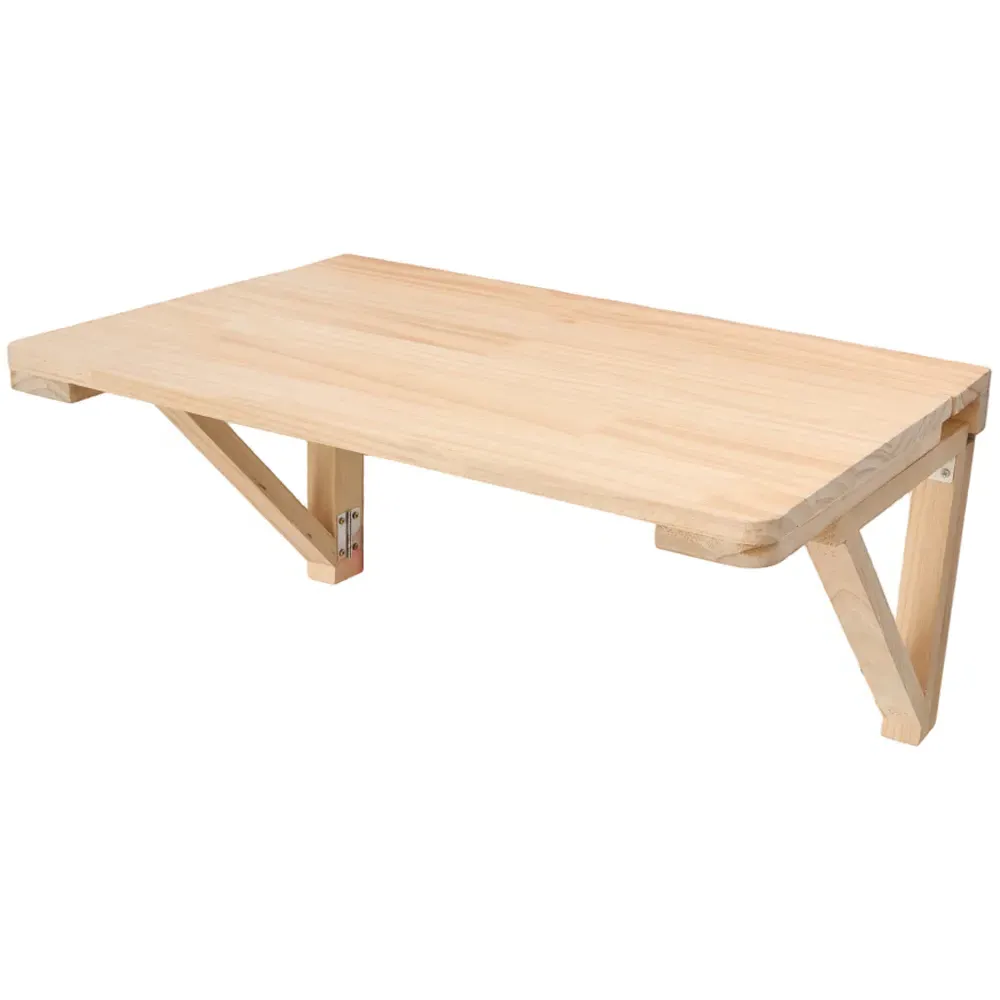 Wall Mounted Folding Table with Wooden Brackets - Natural