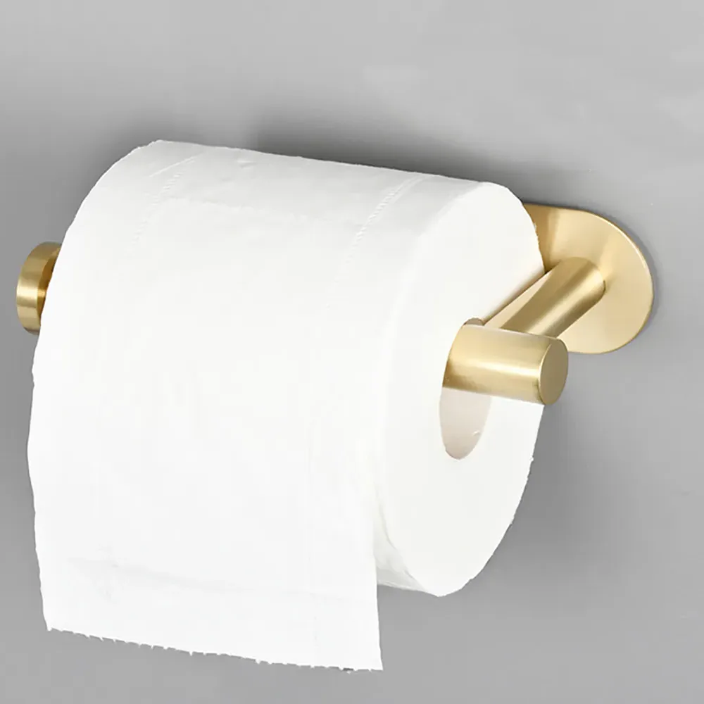 Wall Mounted Toilet Paper Roll Holder - Gold, Stainless Steel