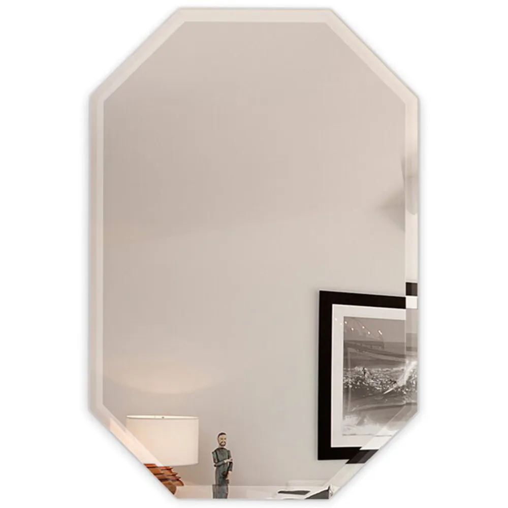 Wall Mounted Vanity Mirror with Bevelled Edge - White