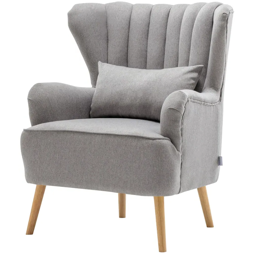 Wing Back Armchair with Footstool - Grey