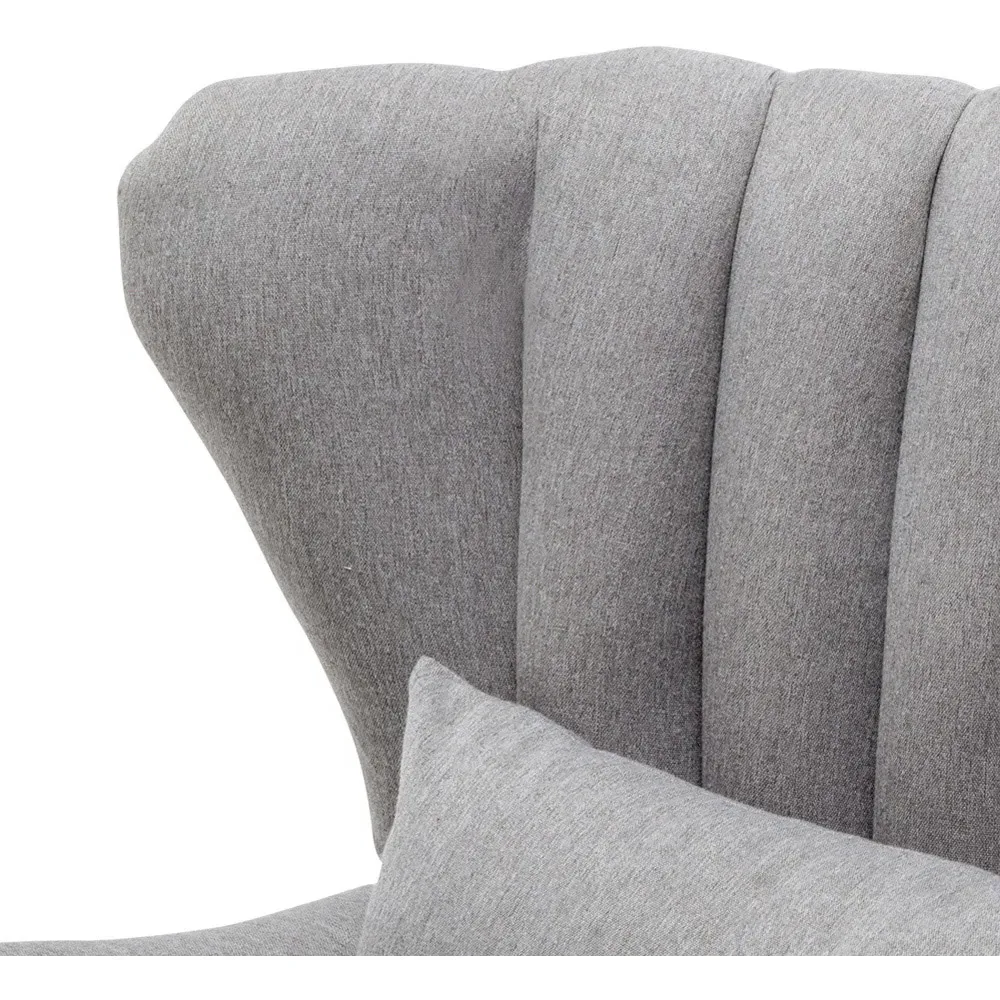 Wing Back Armchair with Footstool - Grey