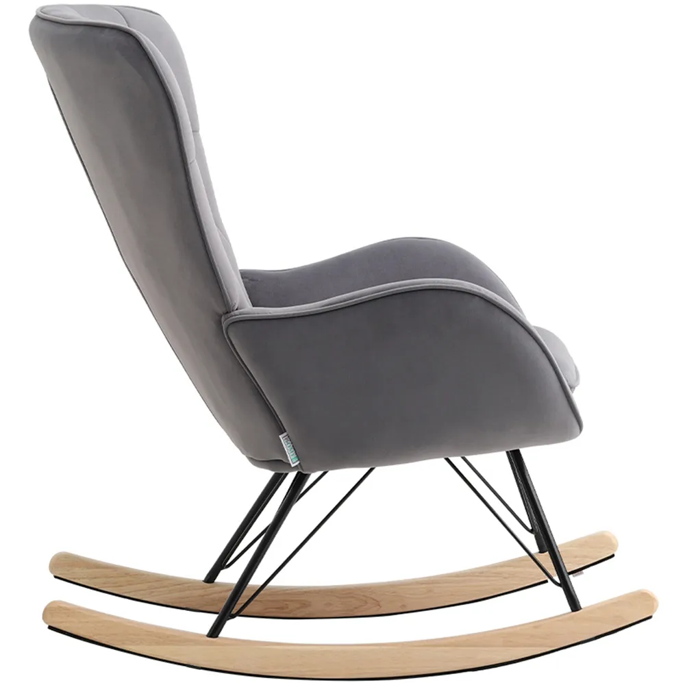 Wing Back Rocking Chair - Grey