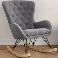 Wing Back Rocking Chair - Grey