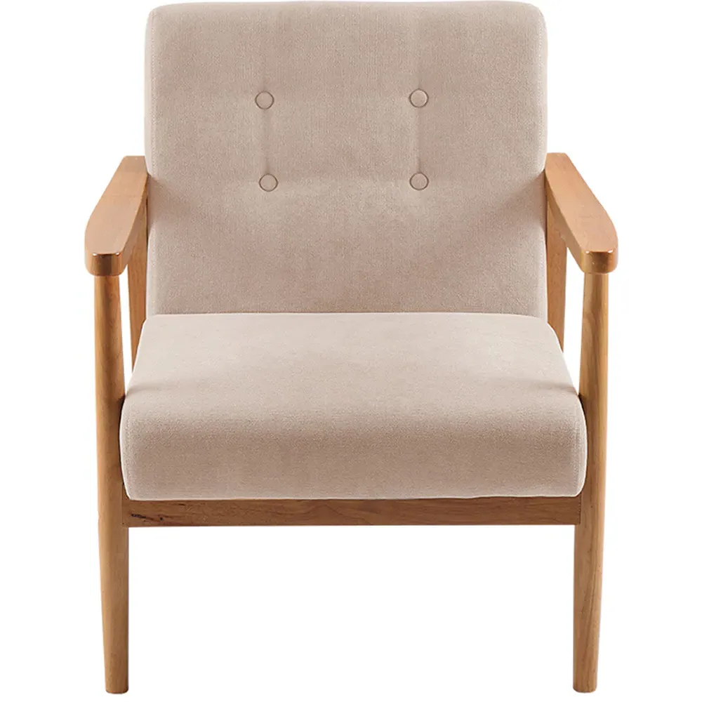 Wood Upholstered Armchair - Cream