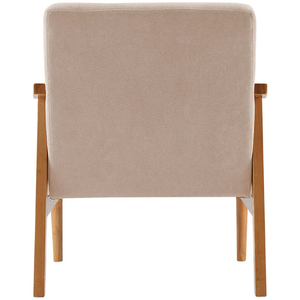 Wood Upholstered Armchair - Cream